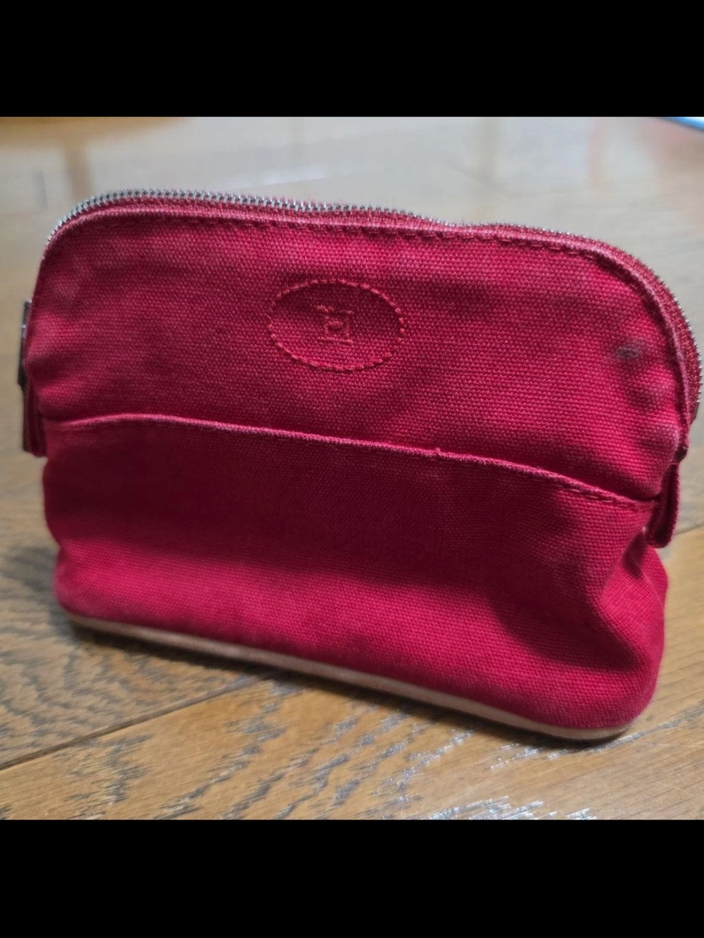 Hermes Red Canvas Toiletry Pouch
